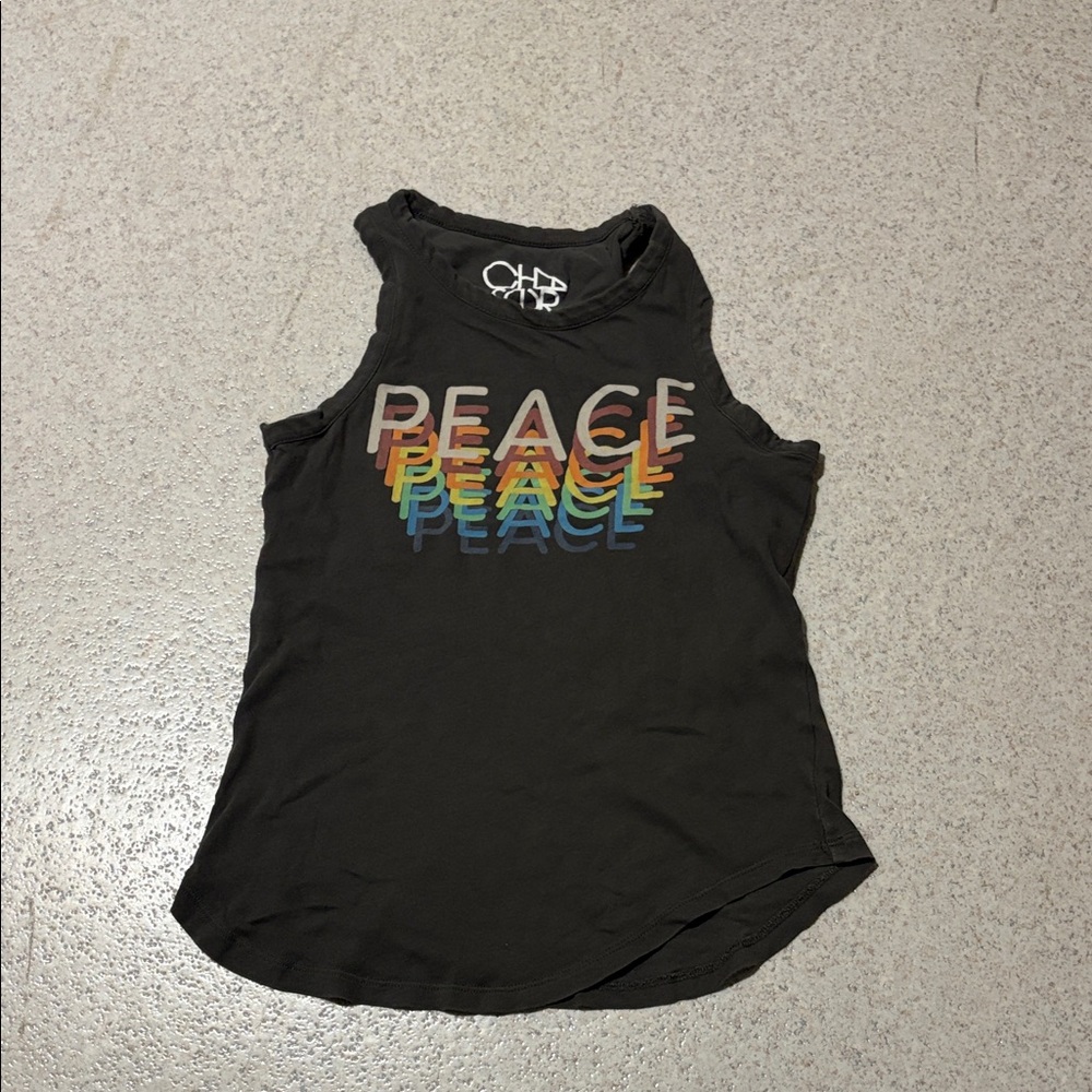 Chaser Black Tank Top with Rainbow PEACE Graphic